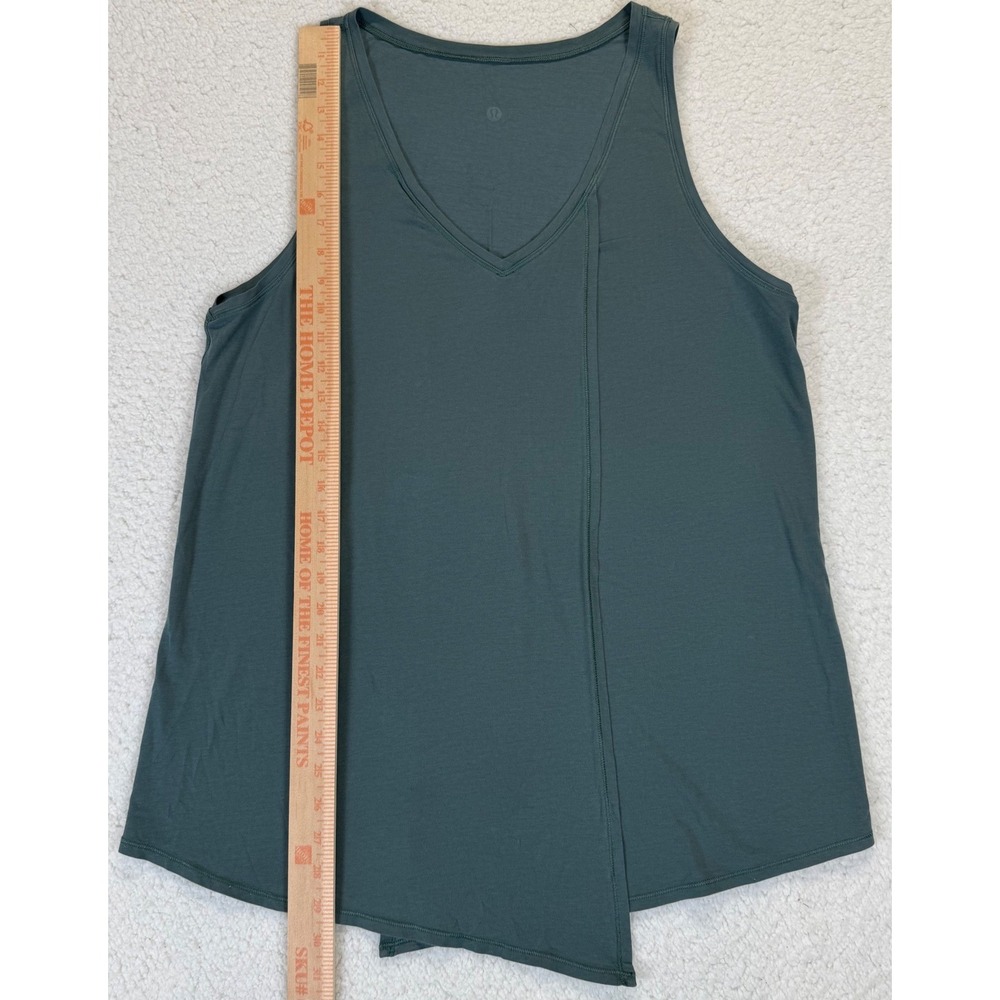 Lululemon Womens Asymmetrical Wrap Hem V-Neck Tank Top Dark Forest Green Relaxed - Picture 2 of 5